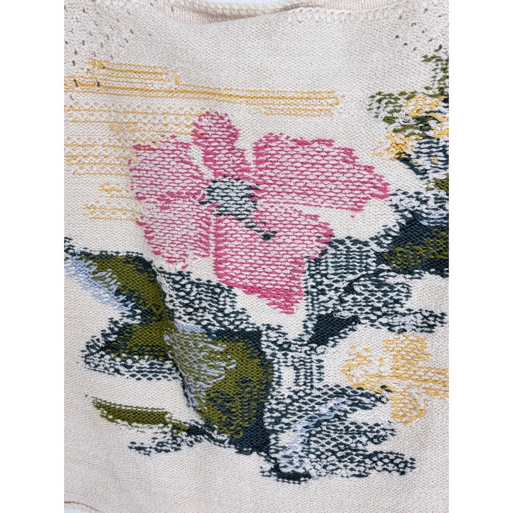 NWT  Pilcro Anthropologie Floral Intarsia Knit Tank Top Cream XL - Picture 4 of 11